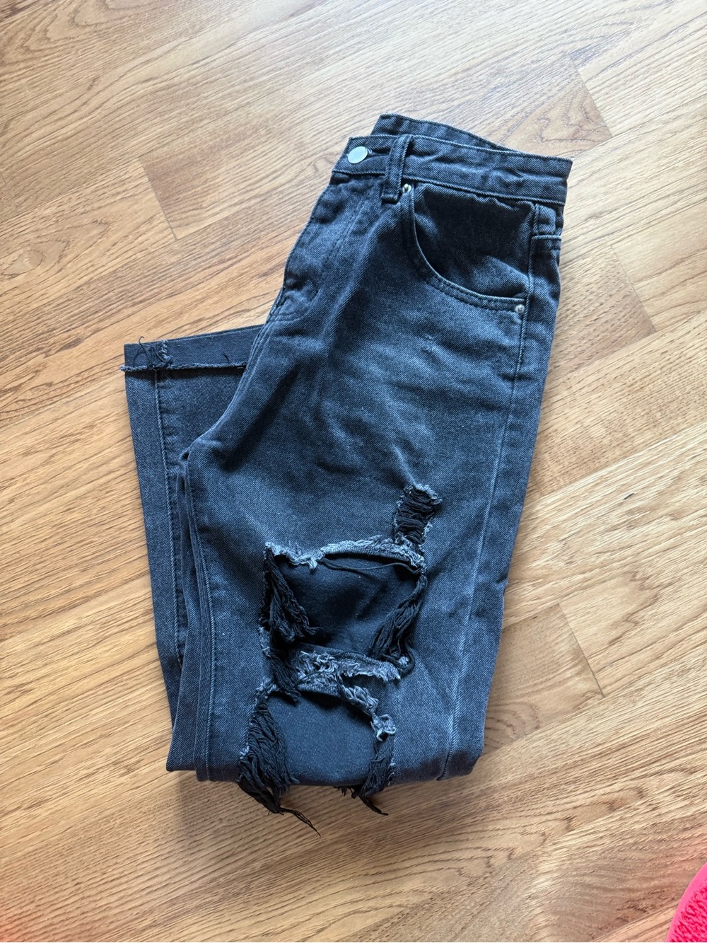 SHEIN Black Distressed Denim Jeans - Size XS